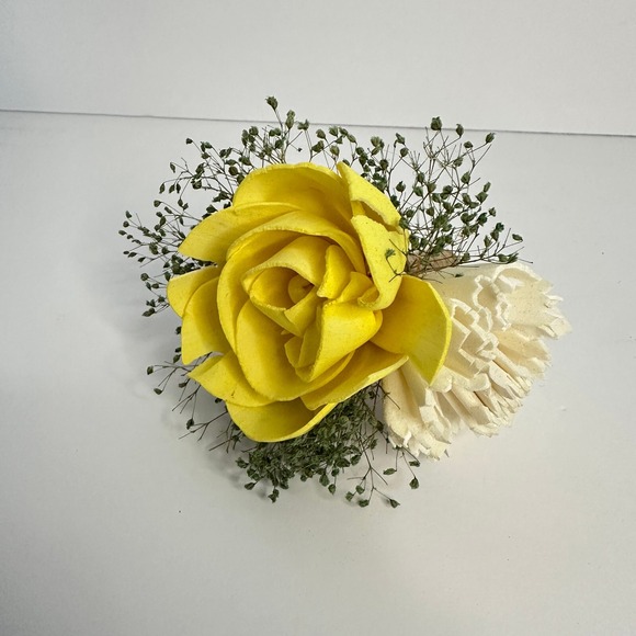 Sola Wood Flowers Other - Sola Wood Flowers Boutonniere Yellow and Ivory Flowers Wedding Prom Groom